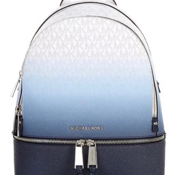 NEW MICHAEL KORS Rhea Medium Navy Blue Ombre Backpack Back Pack - Picture 1 of 10